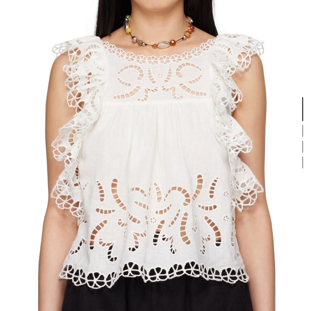 SEA New York - White Lace Ruffle Top